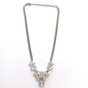 Givenchy Silver Tone & Rhinestone Crystal Pendant Necklace